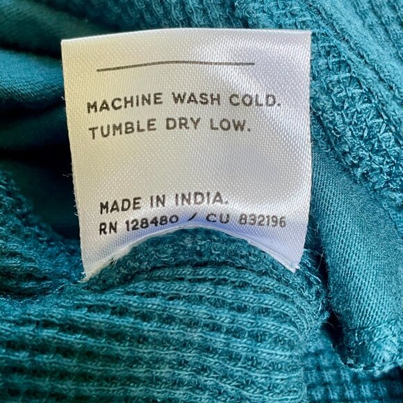 Pact Waffle Knit Joggers Pull-On Organic Cotton Teal Women Size L Elastic Waist - Picture 11 of 12